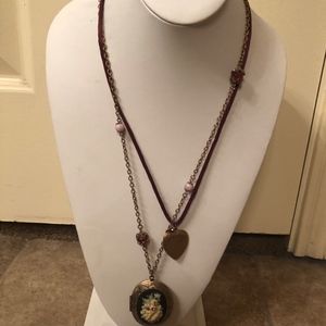 Like New! Long Necklace with Cameo Locket